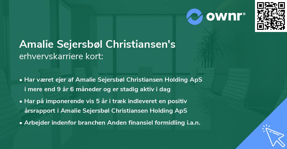 Amalie Sejersbøl Christiansen's erhvervskarriere kort