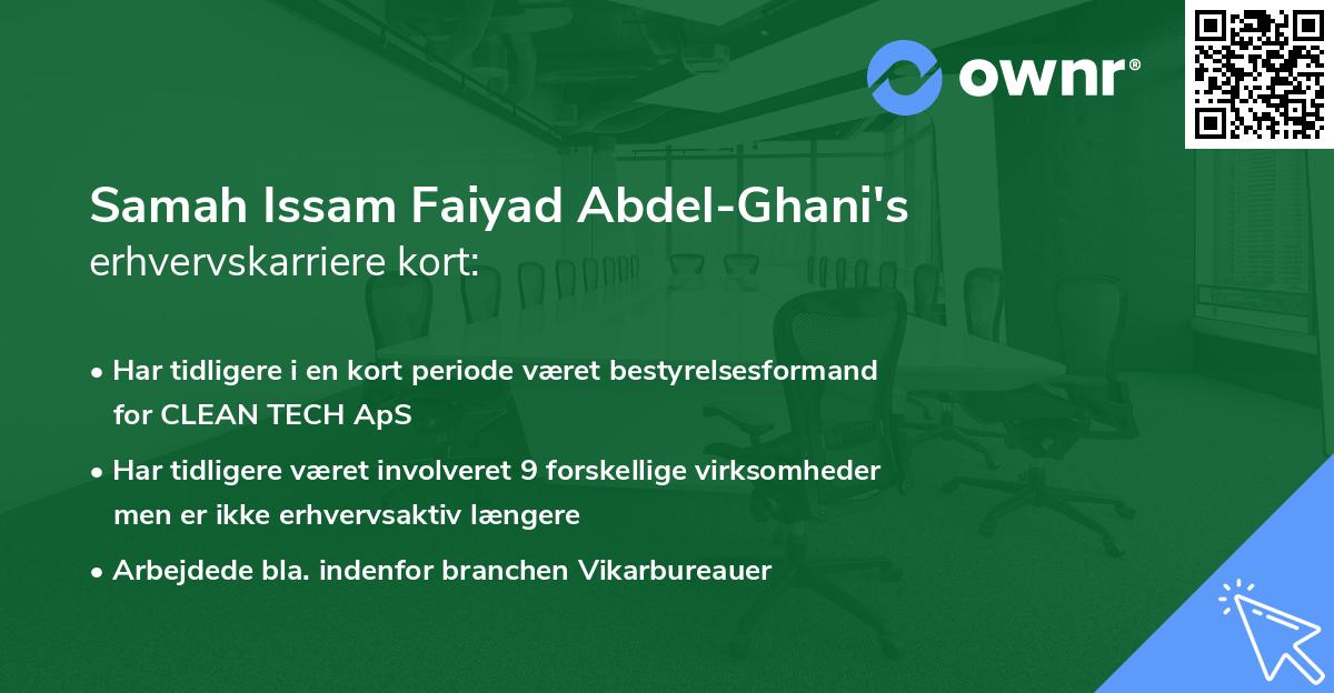 Samah Issam Faiyad Abdel-Ghani's erhvervskarriere kort