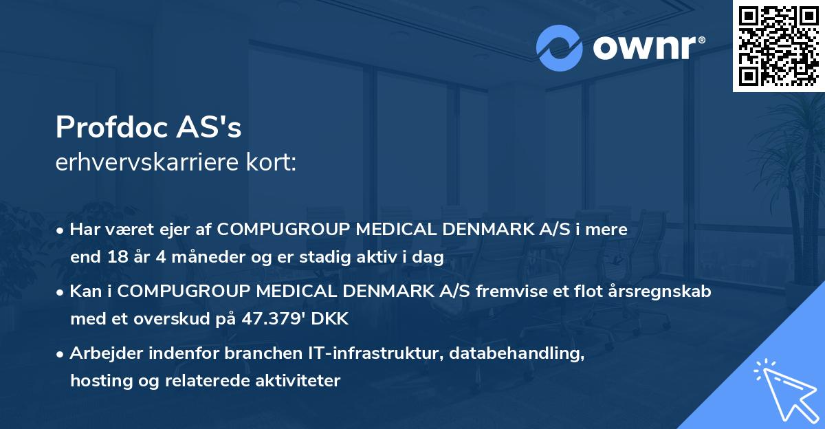 Profdoc AS's erhvervskarriere kort