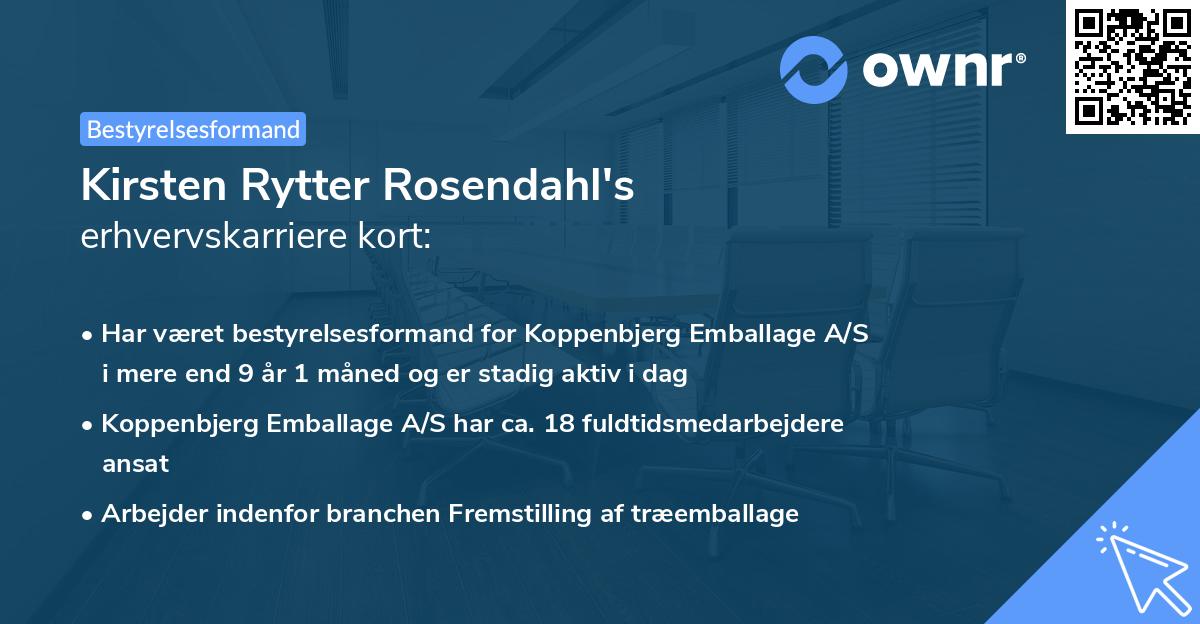 Kirsten Rytter Rosendahl's erhvervskarriere kort