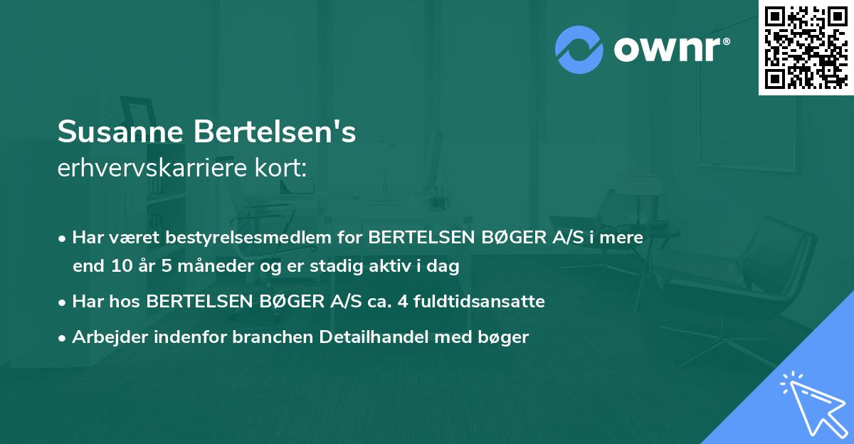 Susanne Bertelsen's erhvervskarriere kort