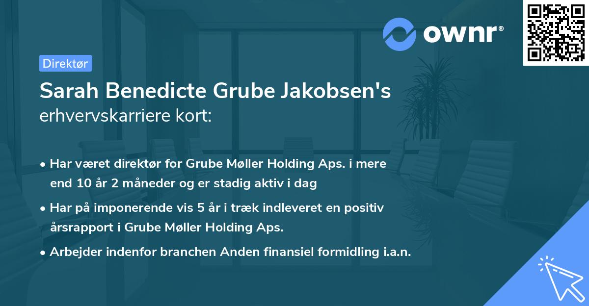 Sarah Benedicte Grube Jakobsen's erhvervskarriere kort