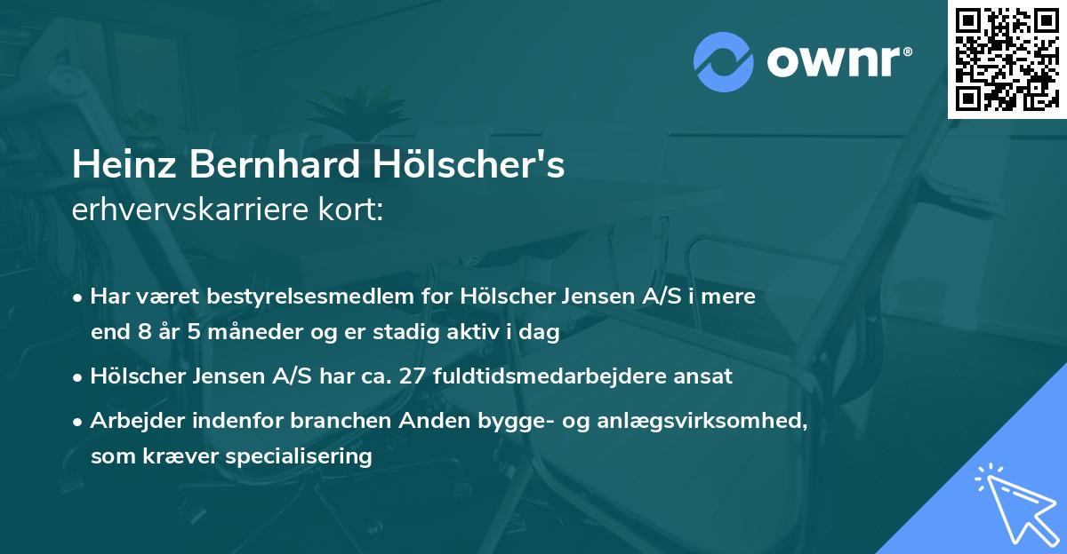 Heinz Bernhard Hölscher's erhvervskarriere kort