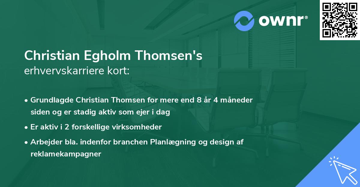 Christian Egholm Thomsen's erhvervskarriere kort