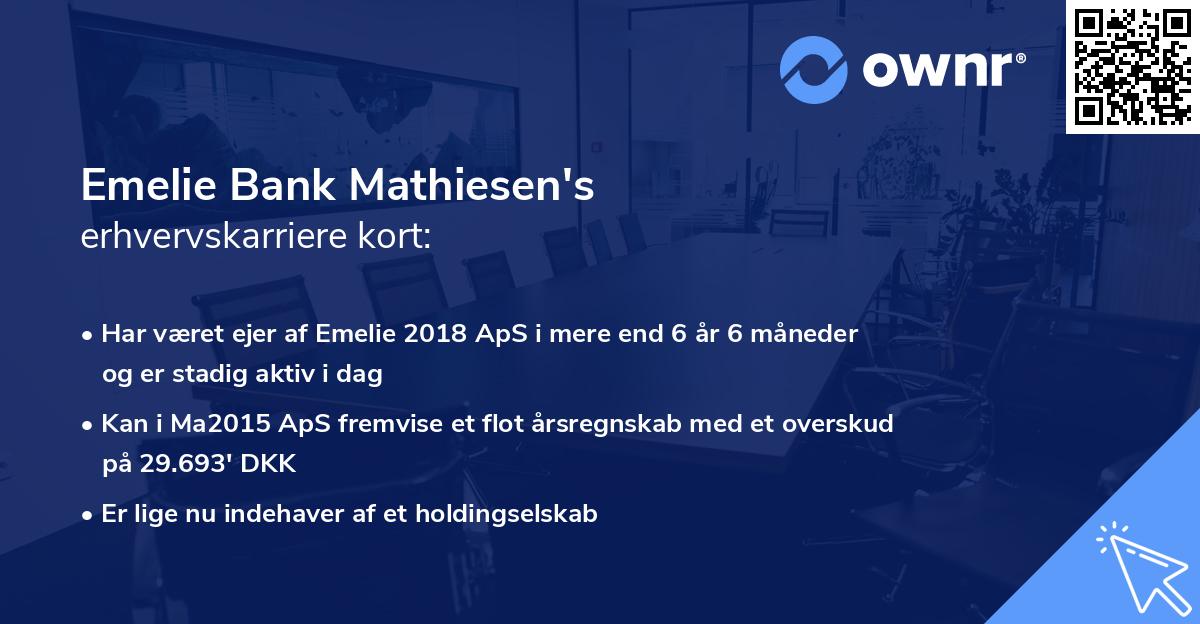 Emelie Bank Mathiesen's erhvervskarriere kort