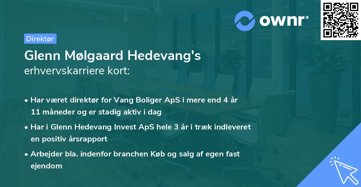 Glenn Mølgaard Hedevang's erhvervskarriere kort