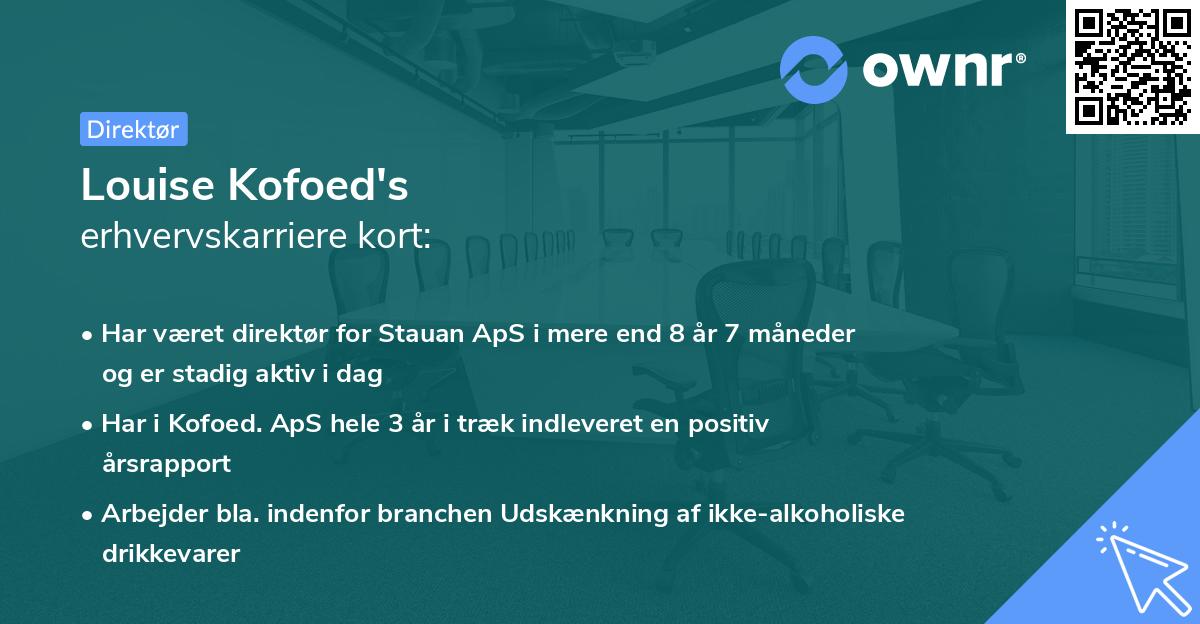 Louise Kofoed's erhvervskarriere kort