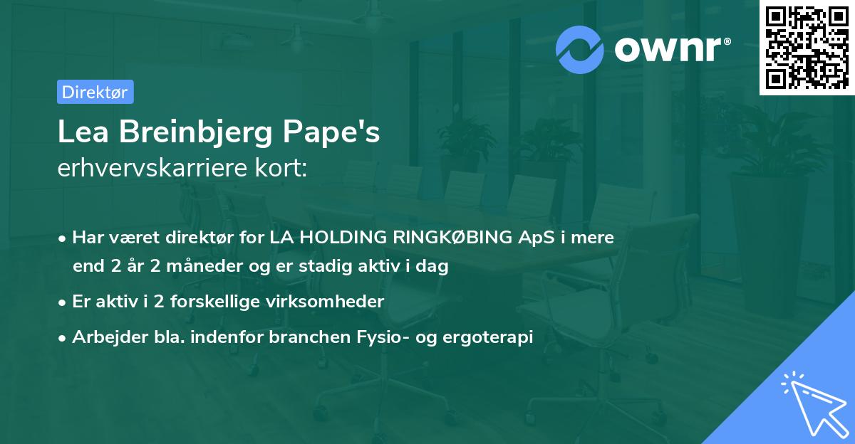 Lea Breinbjerg Pape's erhvervskarriere kort