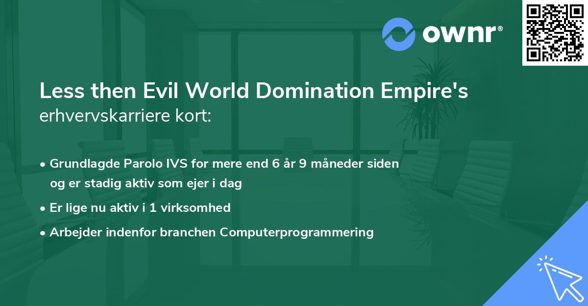 Less then Evil World Domination Empire's erhvervskarriere kort