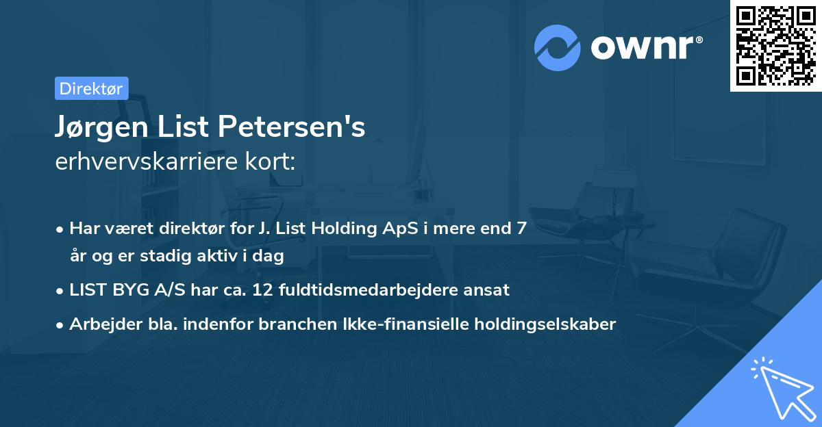 Jørgen List Petersen's erhvervskarriere kort