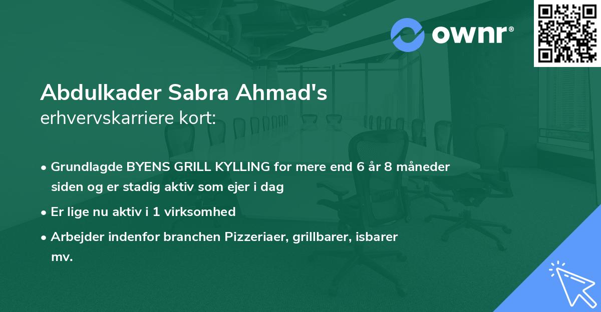 Abdulkader Sabra Ahmad's erhvervskarriere kort