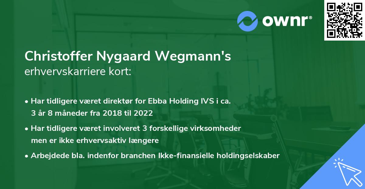 Christoffer Nygaard Wegmann's erhvervskarriere kort