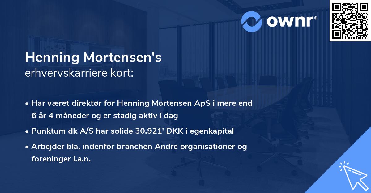 Henning Mortensen's erhvervskarriere kort