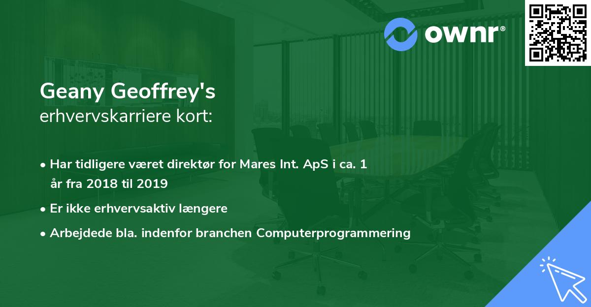 Geany Geoffrey's erhvervskarriere kort