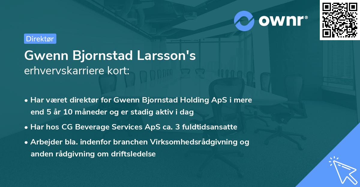 Gwenn Bjornstad Larsson's erhvervskarriere kort