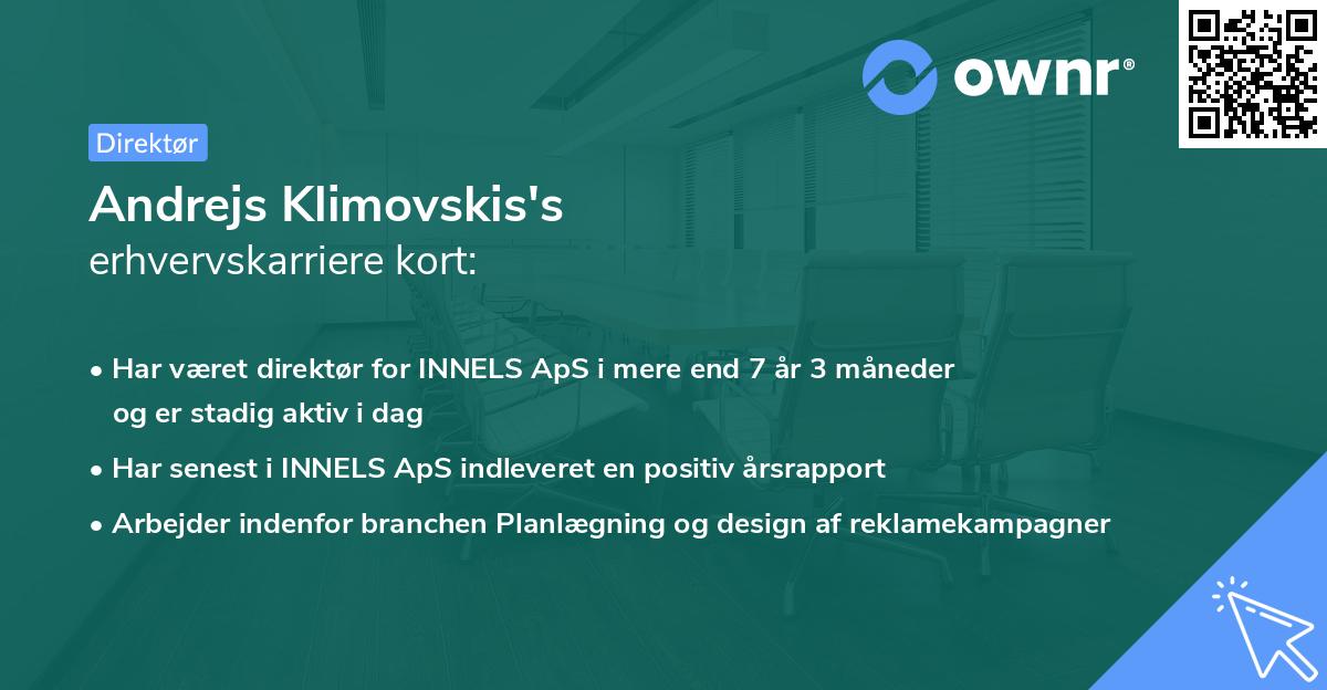 Andrejs Klimovskis's erhvervskarriere kort