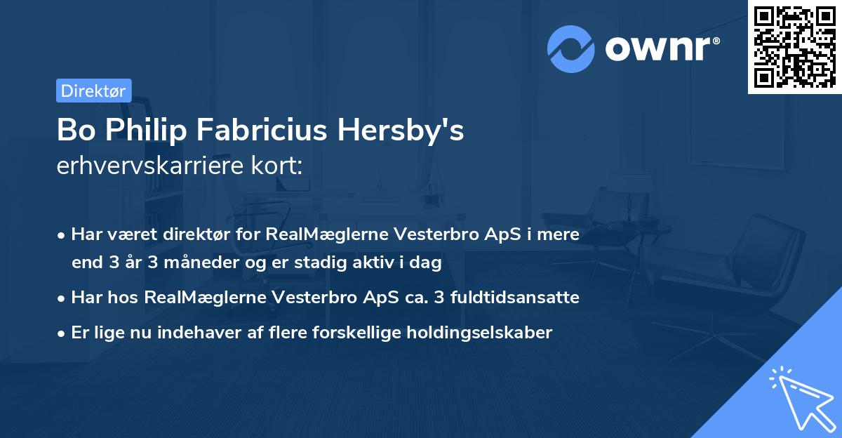 Bo Philip Fabricius Hersby's erhvervskarriere kort