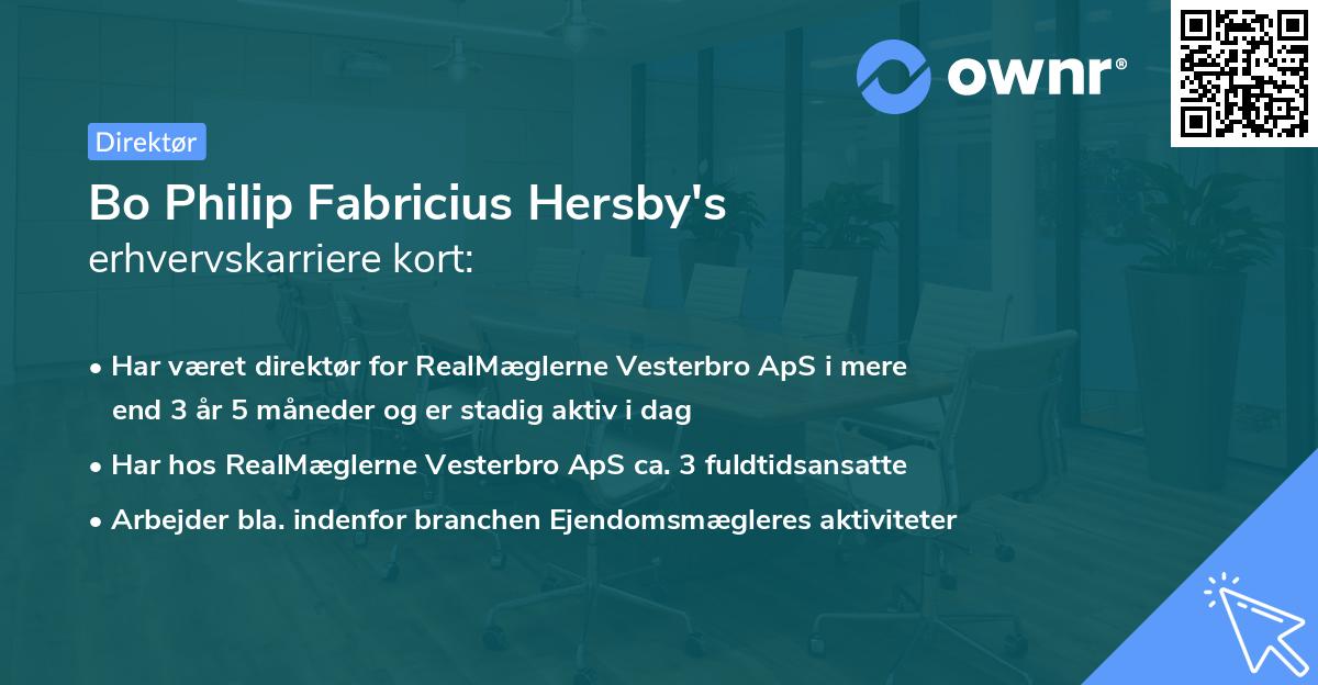 Bo Philip Fabricius Hersby's erhvervskarriere kort