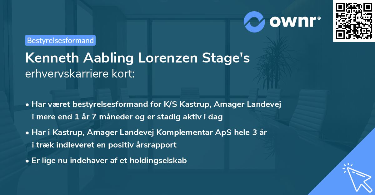 Kenneth Aabling Lorenzen Stage's erhvervskarriere kort