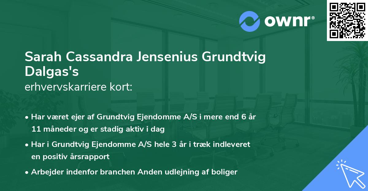 Sarah Cassandra Jensenius Grundtvig Dalgas's erhvervskarriere kort