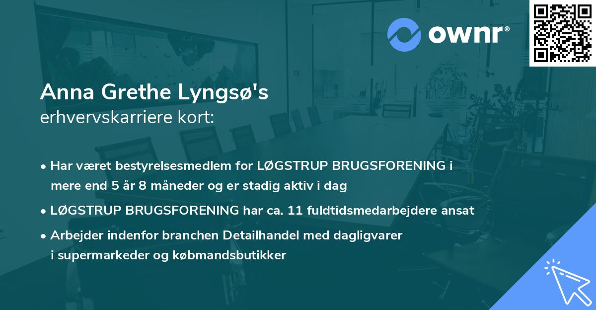 Anna Grethe Lyngsø's erhvervskarriere kort