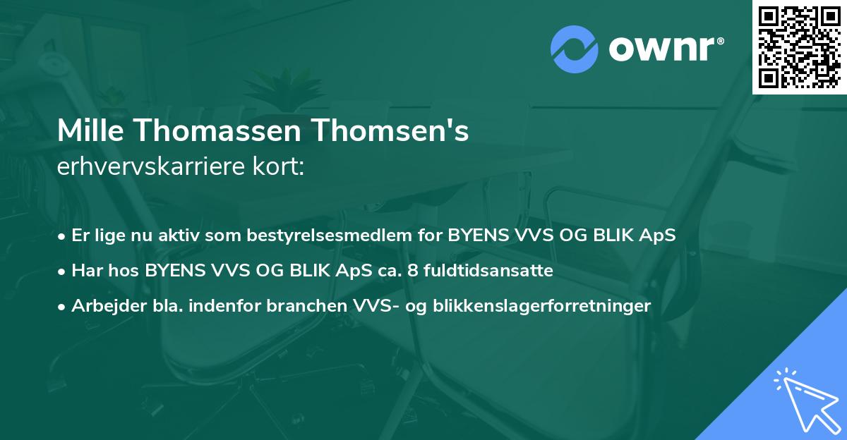 Mille Thomassen Thomsen's erhvervskarriere kort