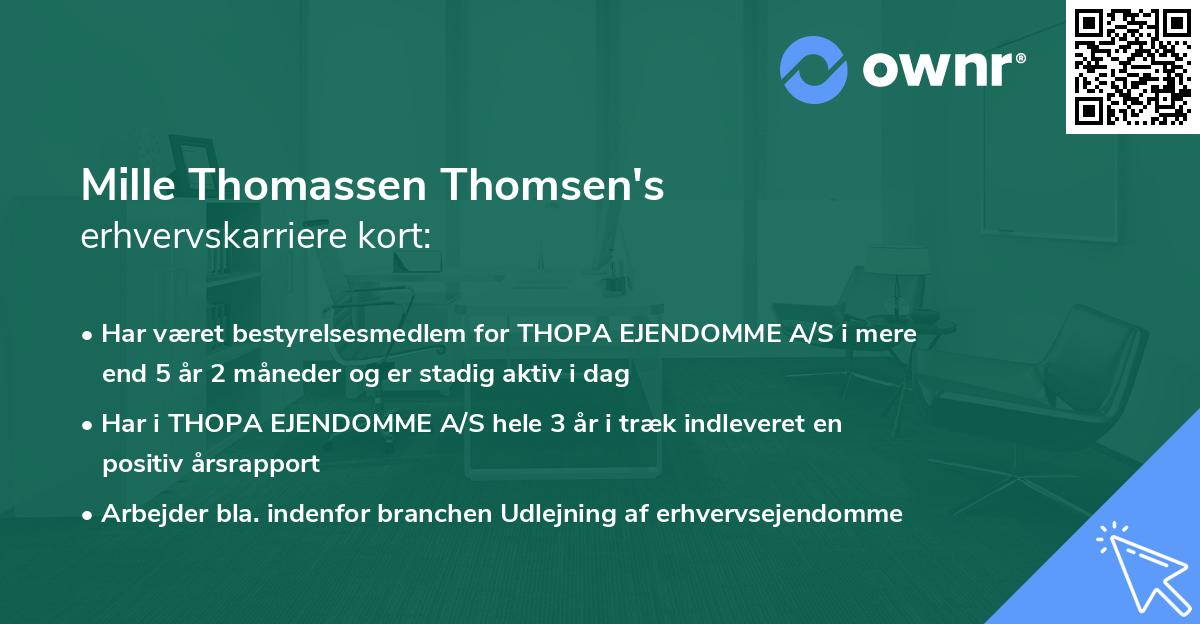 Mille Thomassen Thomsen's erhvervskarriere kort