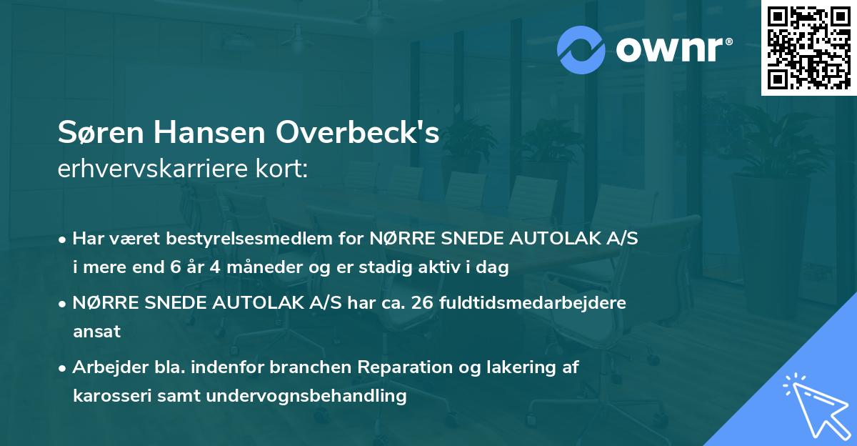 Søren Hansen Overbeck's erhvervskarriere kort