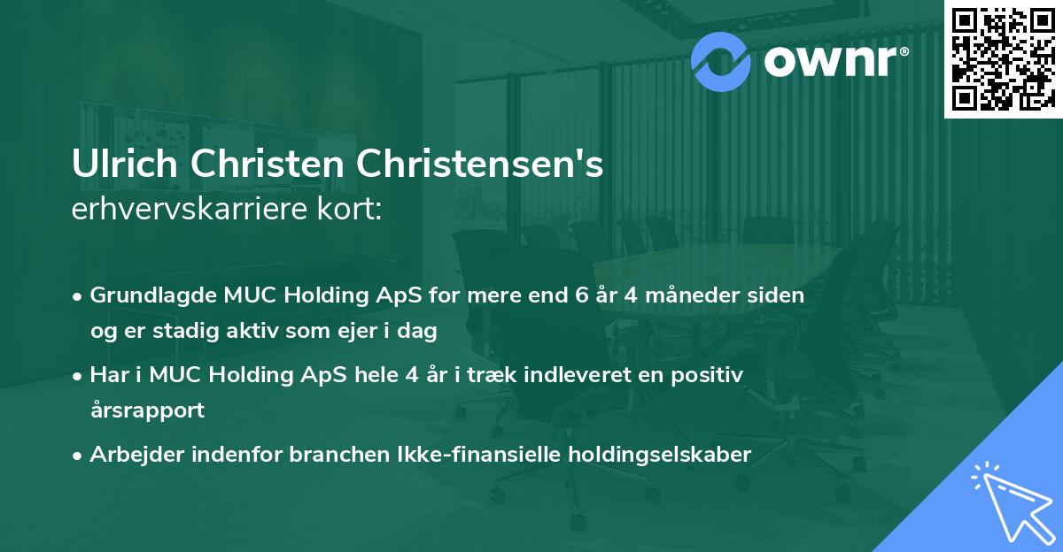 Ulrich Christen Christensen's erhvervskarriere kort