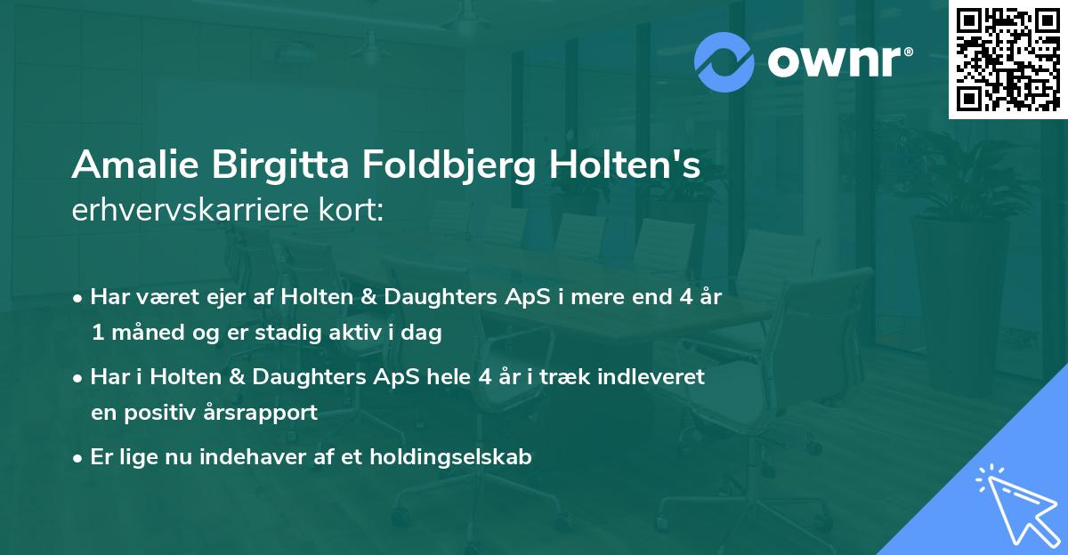 Amalie Birgitta Foldbjerg Holten's erhvervskarriere kort