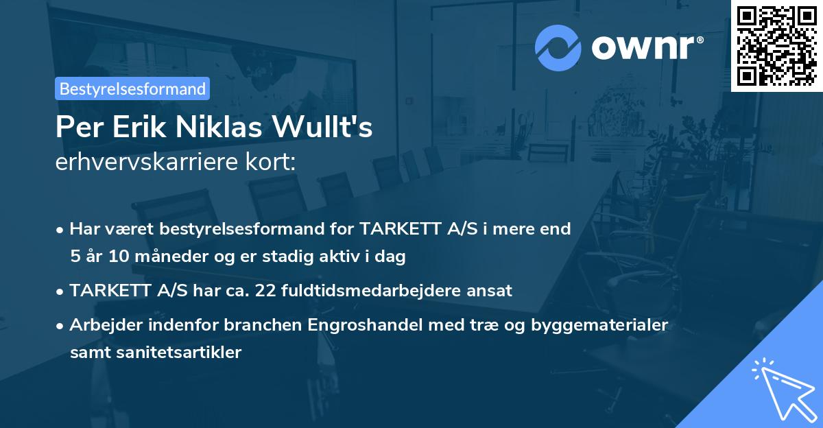 Per Erik Niklas Wullt's erhvervskarriere kort