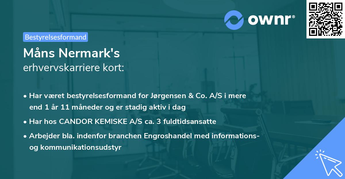 Måns Nermark's erhvervskarriere kort