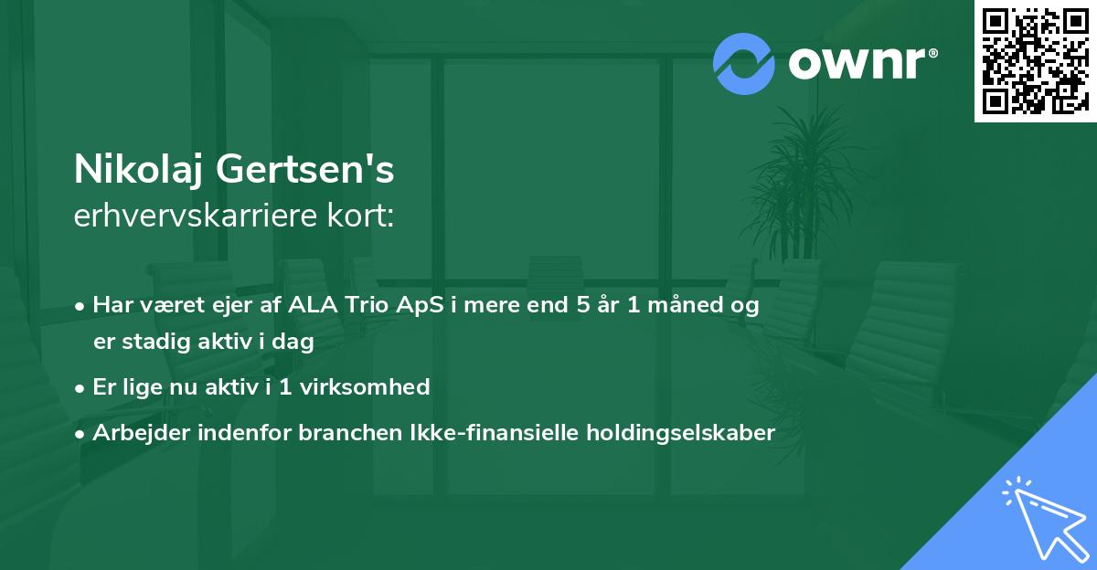 Nikolaj Gertsen's erhvervskarriere kort