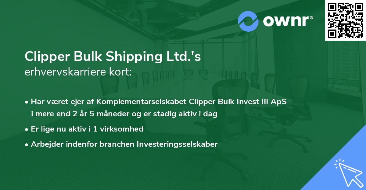 Clipper Bulk Shipping Ltd.'s erhvervskarriere kort