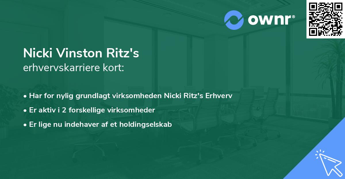 Nicki Vinston Ritz's erhvervskarriere kort