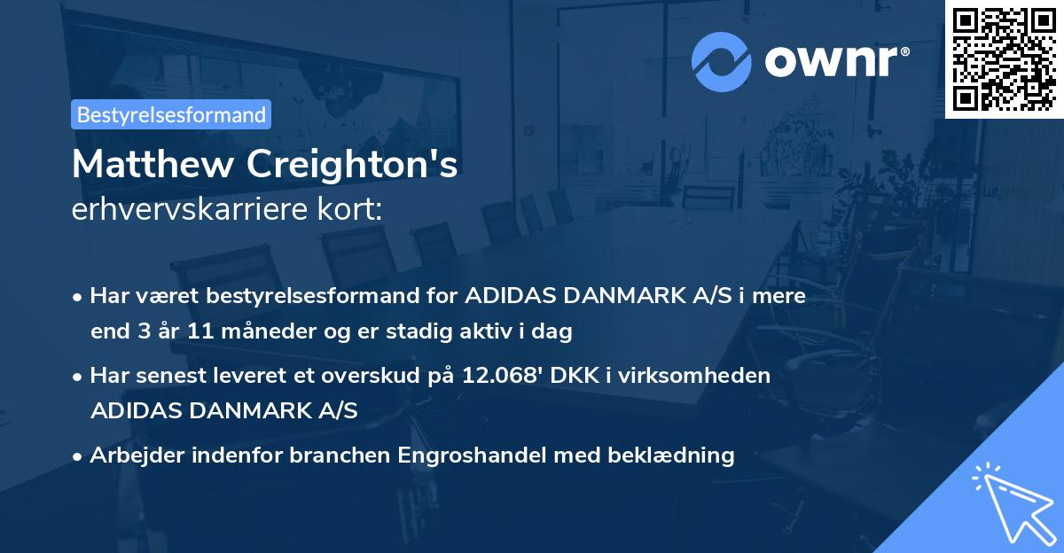 Matthew Creighton's erhvervskarriere kort