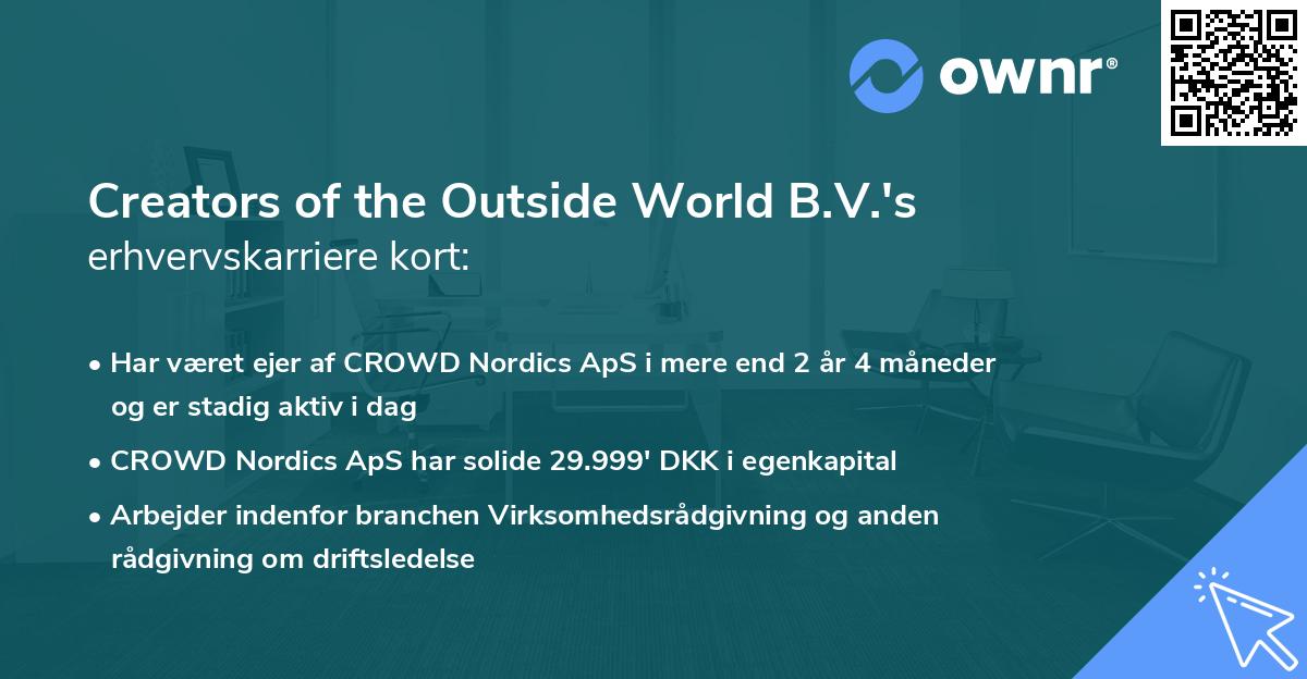 Creators of the Outside World B.V.'s erhvervskarriere kort