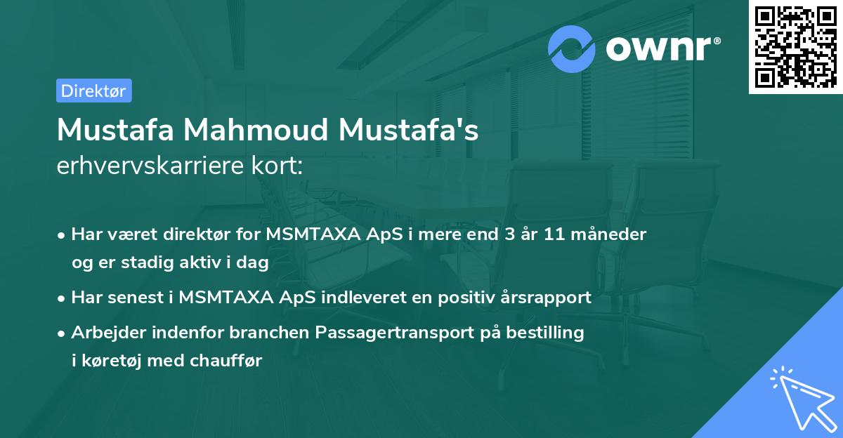 Mustafa Mahmoud Mustafa's erhvervskarriere kort