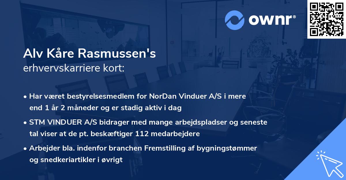 Alv Kåre Rasmussen's erhvervskarriere kort