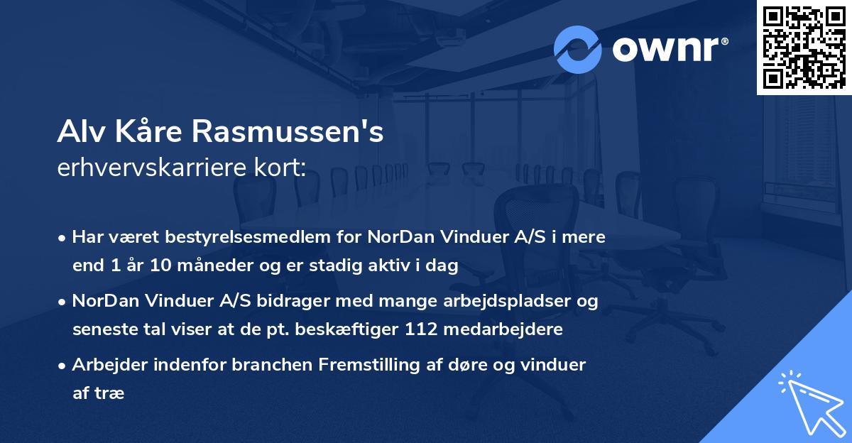 Alv Kåre Rasmussen's erhvervskarriere kort