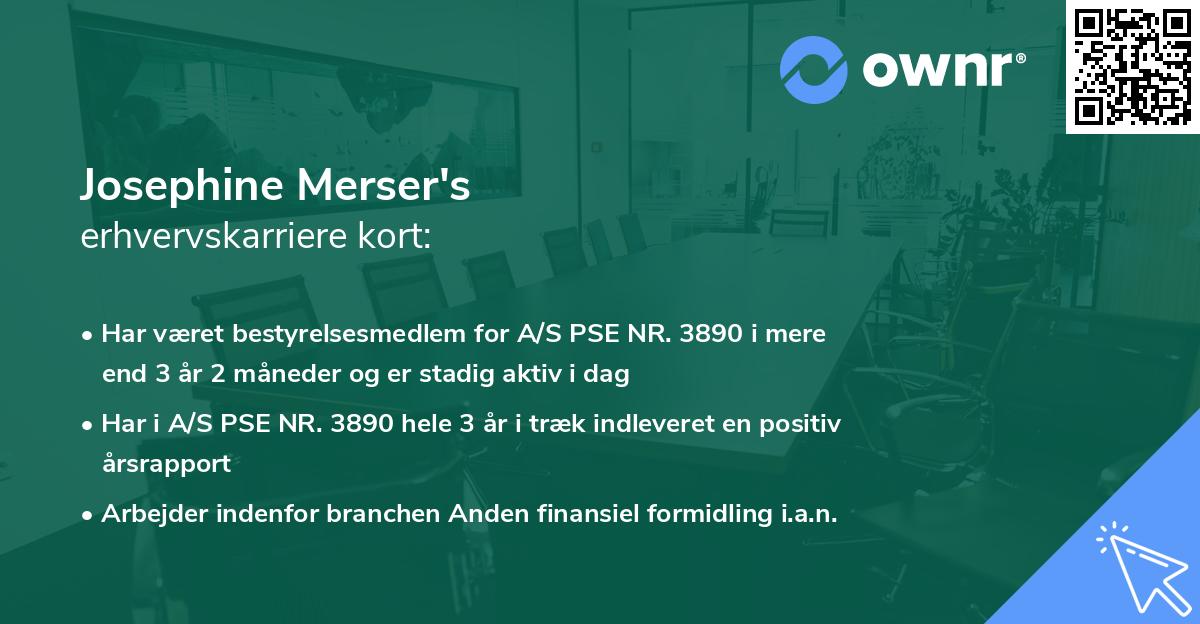 Josephine Merser's erhvervskarriere kort