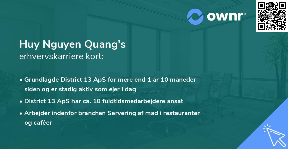 Huy Nguyen Quang's erhvervskarriere kort