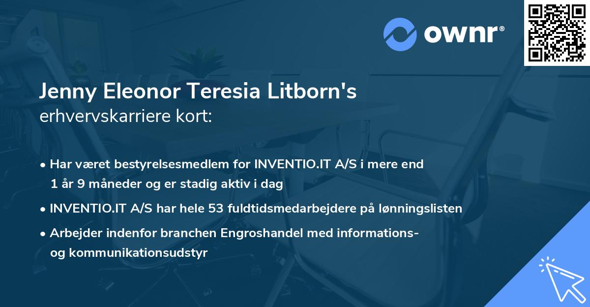 Jenny Eleonor Teresia Litborn's erhvervskarriere kort