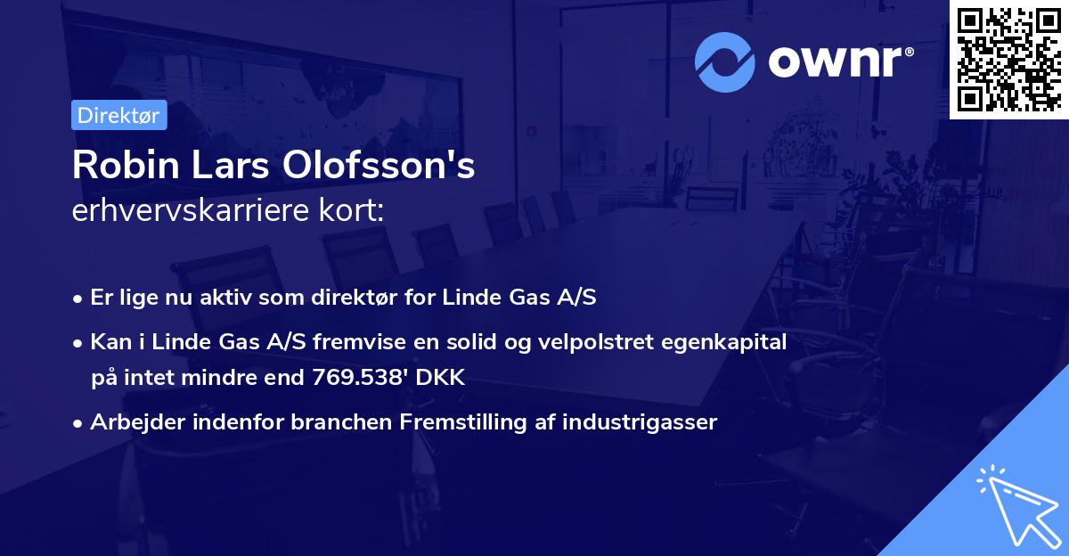 Robin Lars Olofsson's erhvervskarriere kort