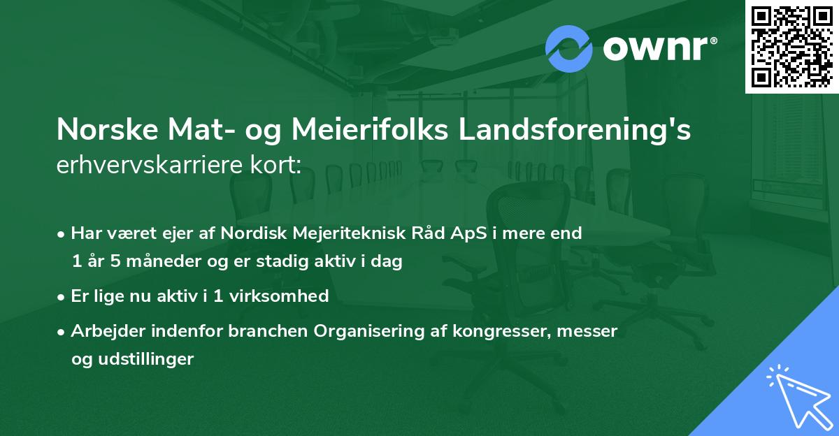 Norske Mat- og Meierifolks Landsforening's erhvervskarriere kort