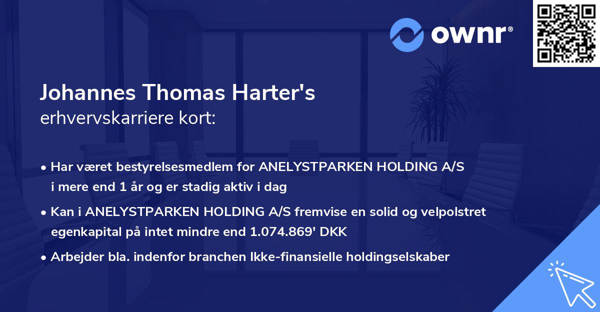 Johannes Thomas Harter's erhvervskarriere kort