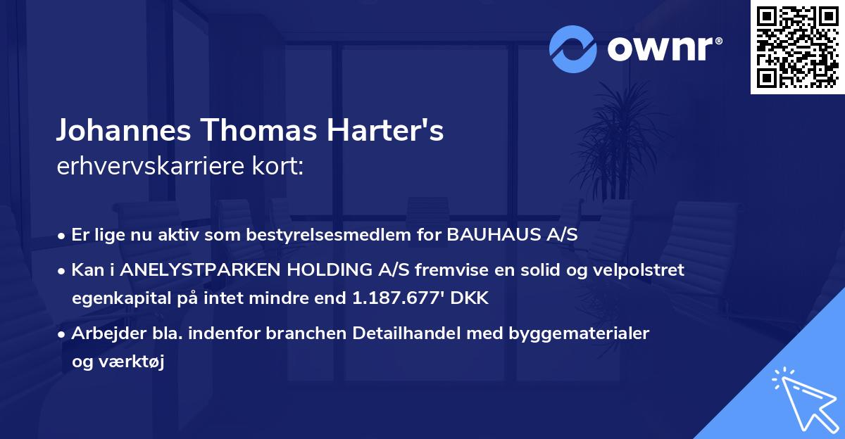 Johannes Thomas Harter's erhvervskarriere kort