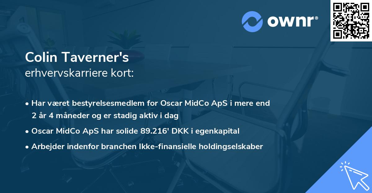 Colin Taverner's erhvervskarriere kort