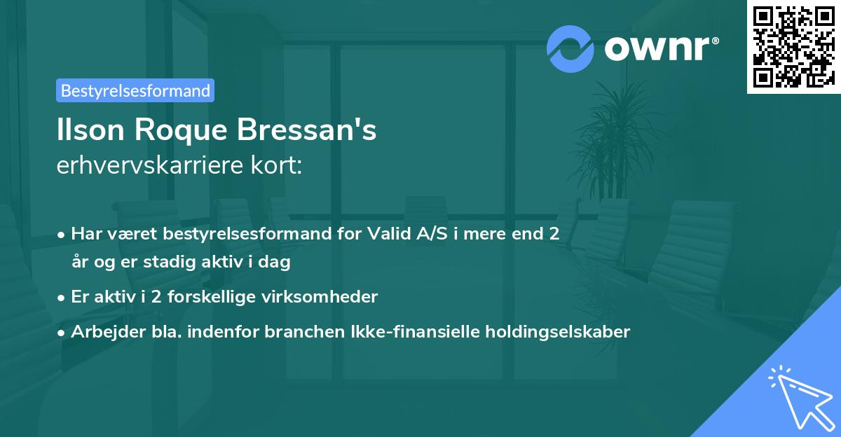 Ilson Roque Bressan's erhvervskarriere kort