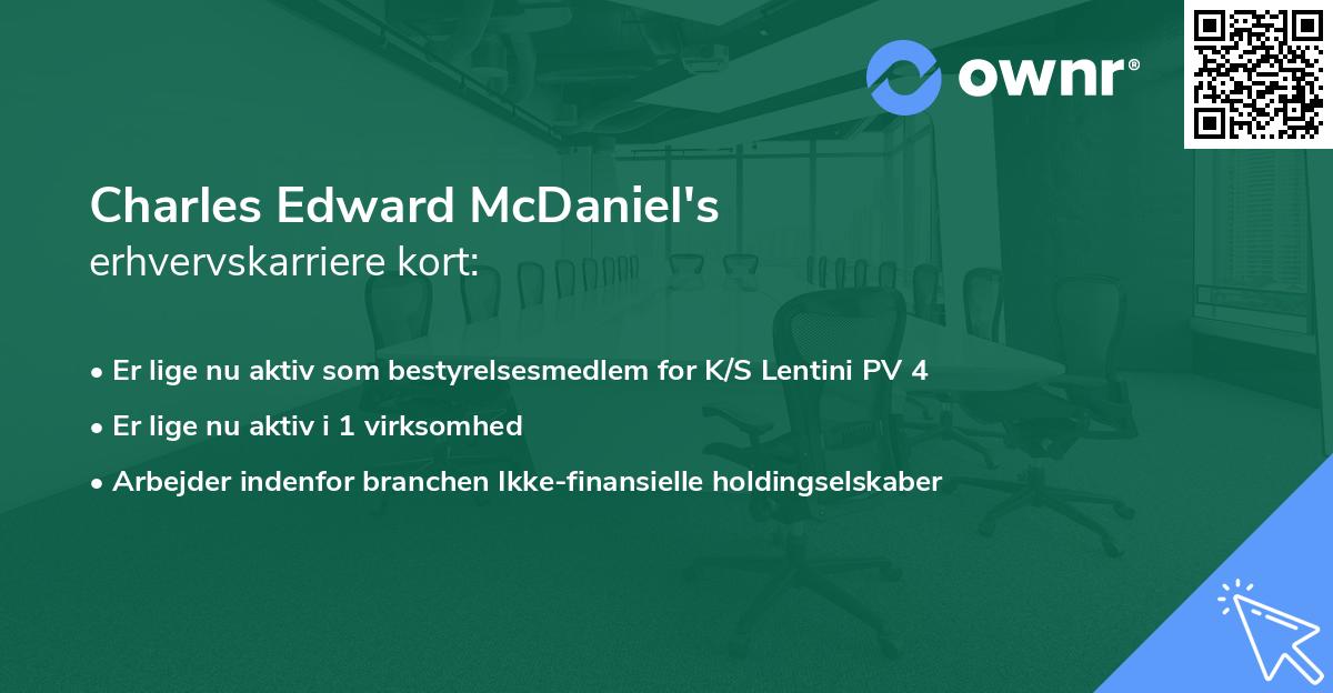 Charles Edward McDaniel's erhvervskarriere kort